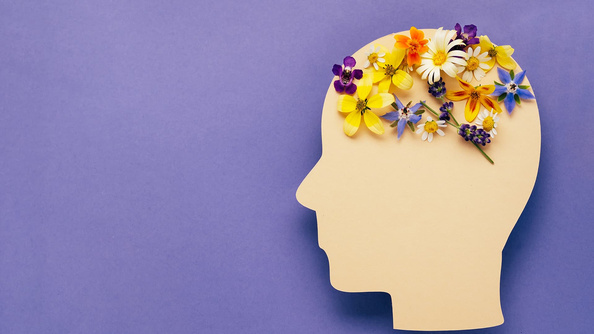 World Mental Health Day. A mind full of flowers.