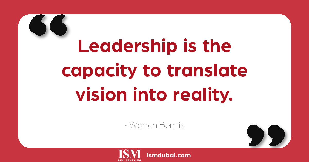 Leadership quote by Warren Bennis. Leadership is the capacity to translate vision into reality.